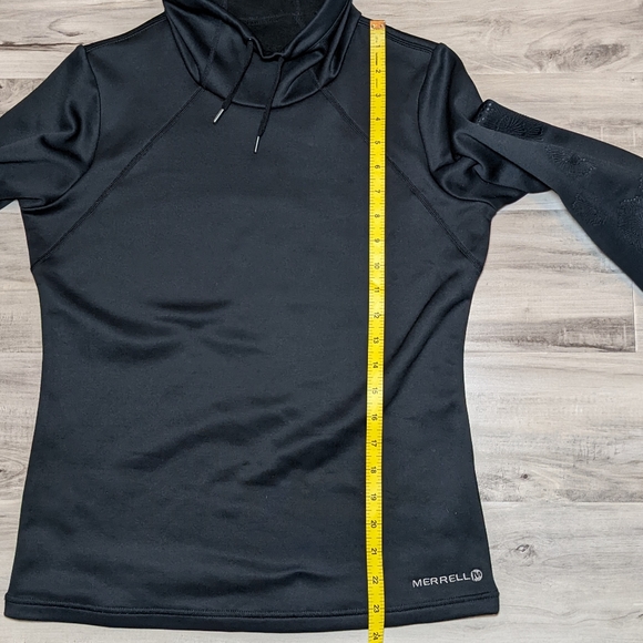 Merrell Sweater Black Women's Small High Neck with Floral Embossed Sleeve - Picture 6 of 11